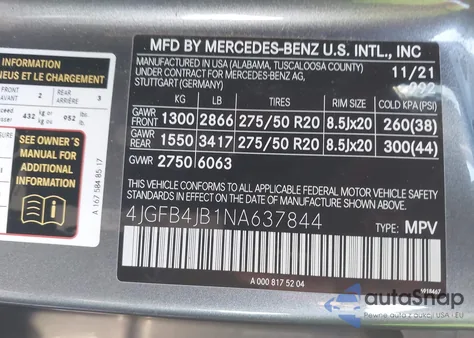 2022 Mercedes-Benz Gle 350 from USA, damaged, VIN 4JGFB4JB1NA637844